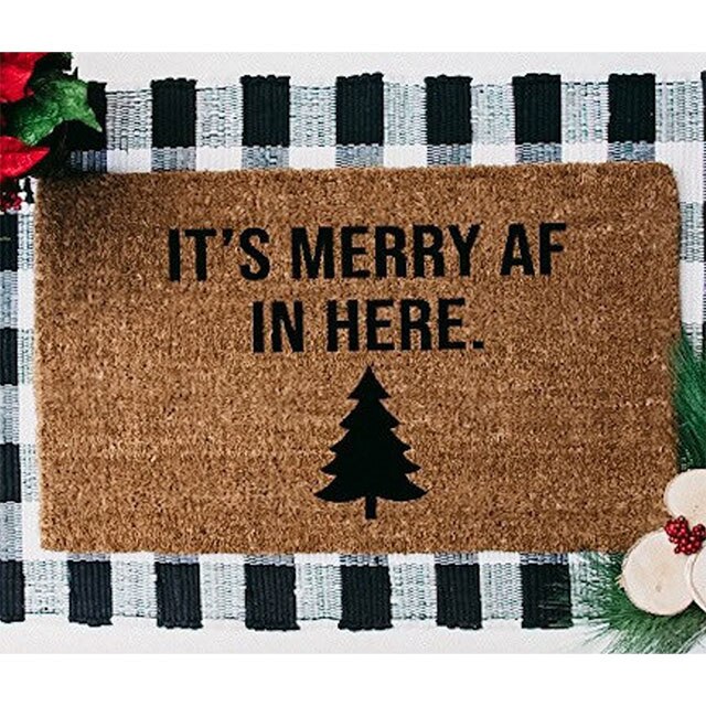 MERRY AF Doormat / Front Porch Decor / Christmas Doormat / 