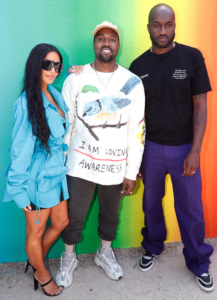 Kim Kardashian, Kanye West, and daughter North at Virgil Abloh