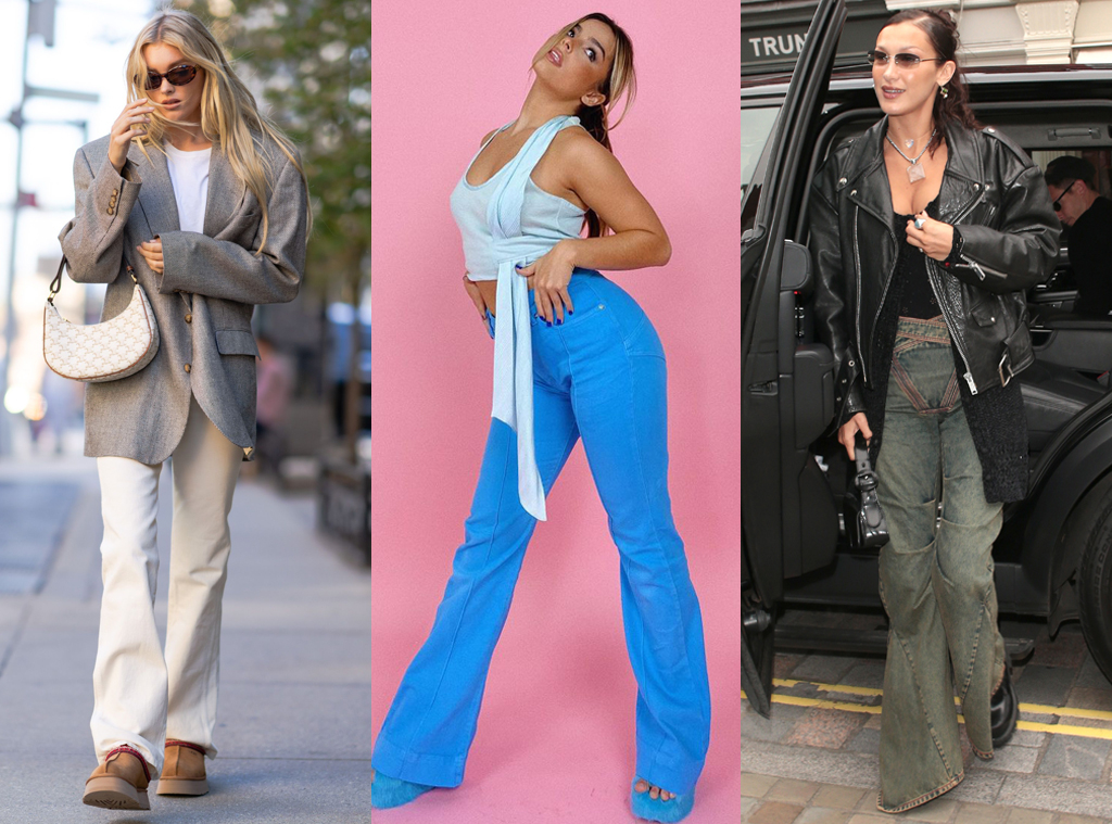 E-Comm, Celeb Flare Jeans Trend, Elsa Hosk, Addison Rae, Bella Hadid