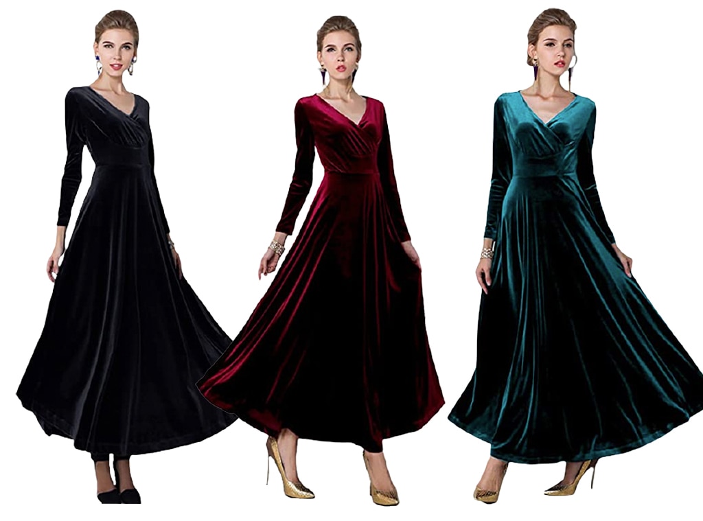 Velvet gown with outlet sleeves