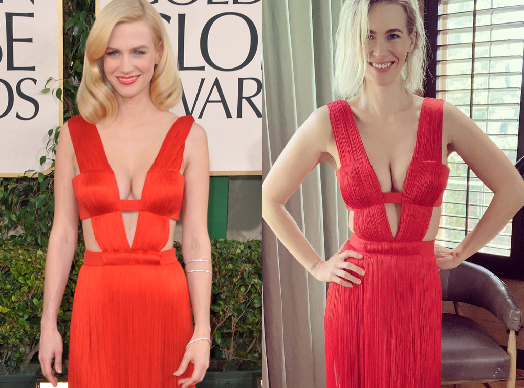 January Jones Rewears Her Iconic Red Dress from the 2011 Golden Globes