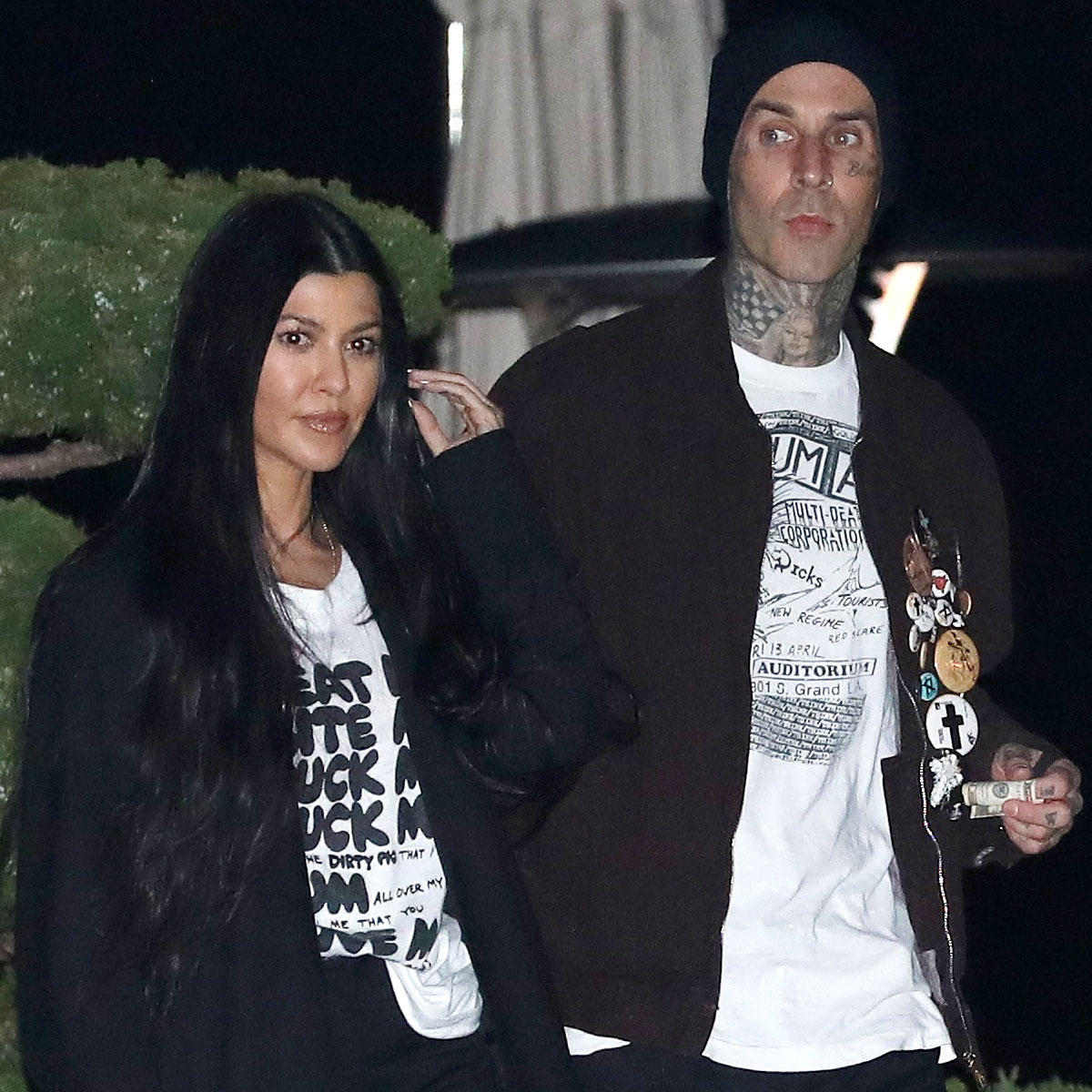 Kourtney Kardashian wears a naughty shirt to date with Travis Barker
