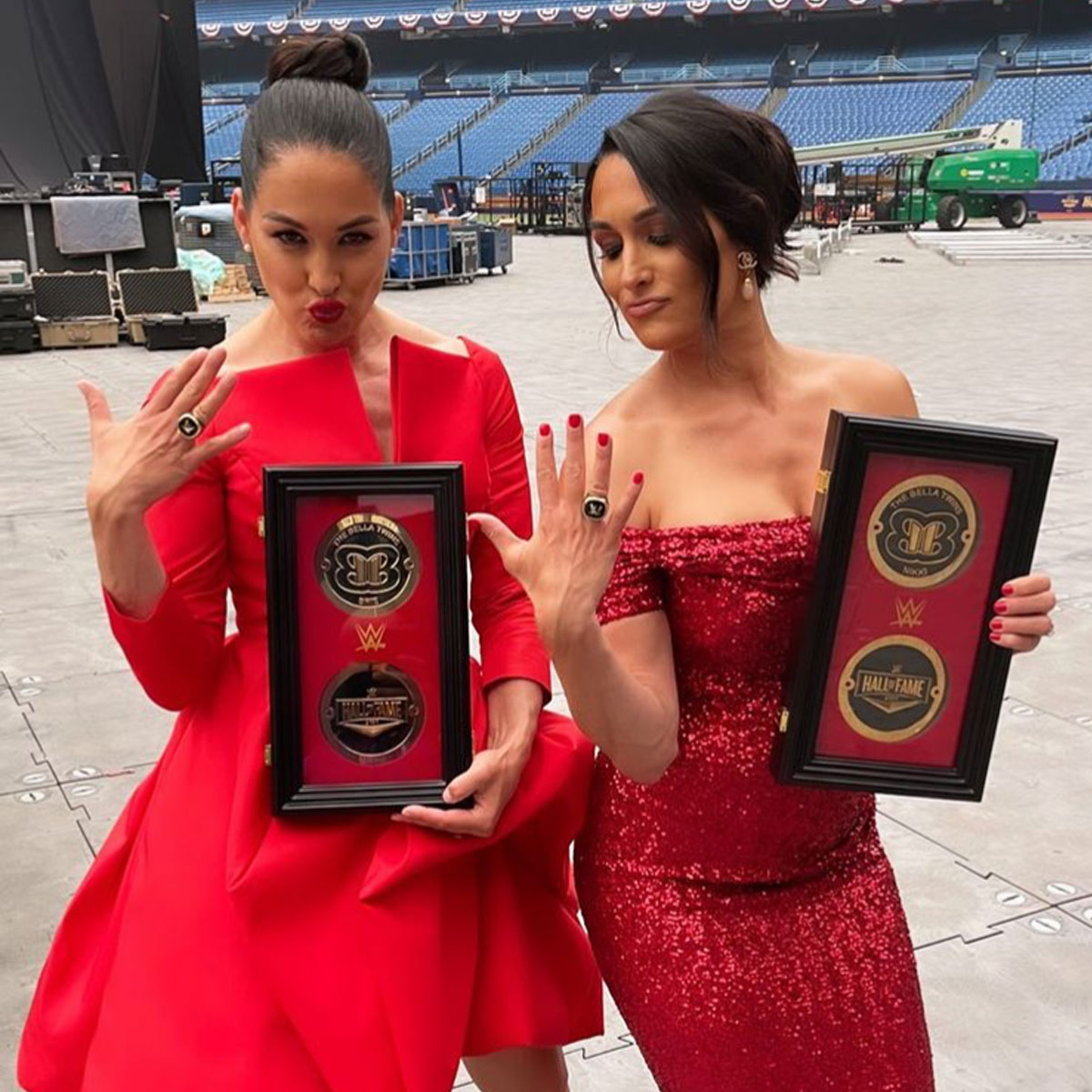 Nikki & Brie Bella Stun at WWE Hall of Fame Event: See All the Pics - E