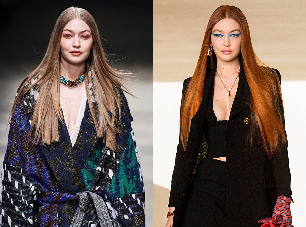 Gigi Hadid, Versace Show, Red Hair, Hair Transformation
