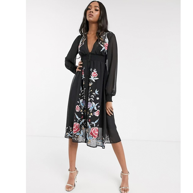 mercury grey dress Meghan V-Neck Woven Dress – ROSELABEL main image 1