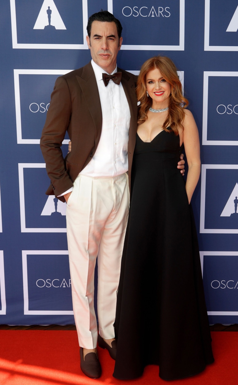 Sacha Baron Cohen, Isla Fisher, 2021 Oscars, 2021 Academy Awards, Red Carpet Fashion