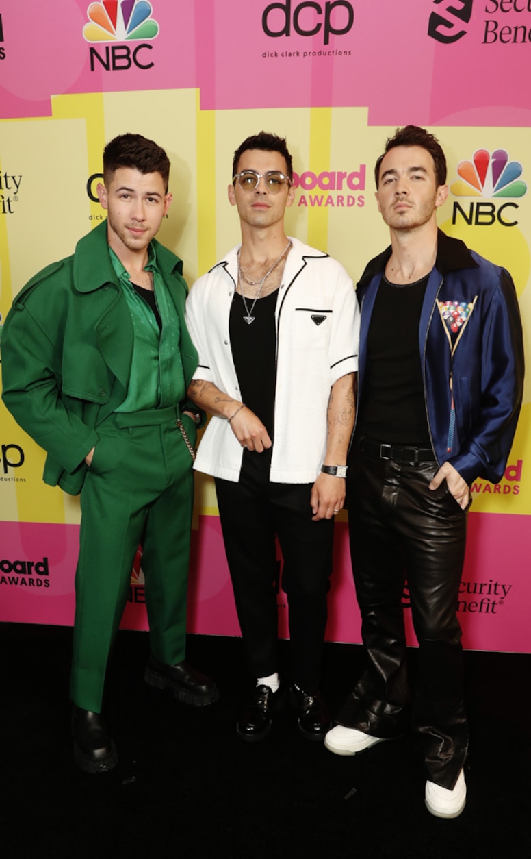 Nick Jonas, Joe Jonas, Kevin Jonas of Jonas Brothers, 2021 Billboard Music Awards, Billboard Music Awards, Red Carpet Fashions