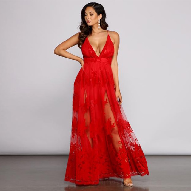 chinese dress ladies Chloe White Tulle High-Low Maxi Dress main image 0