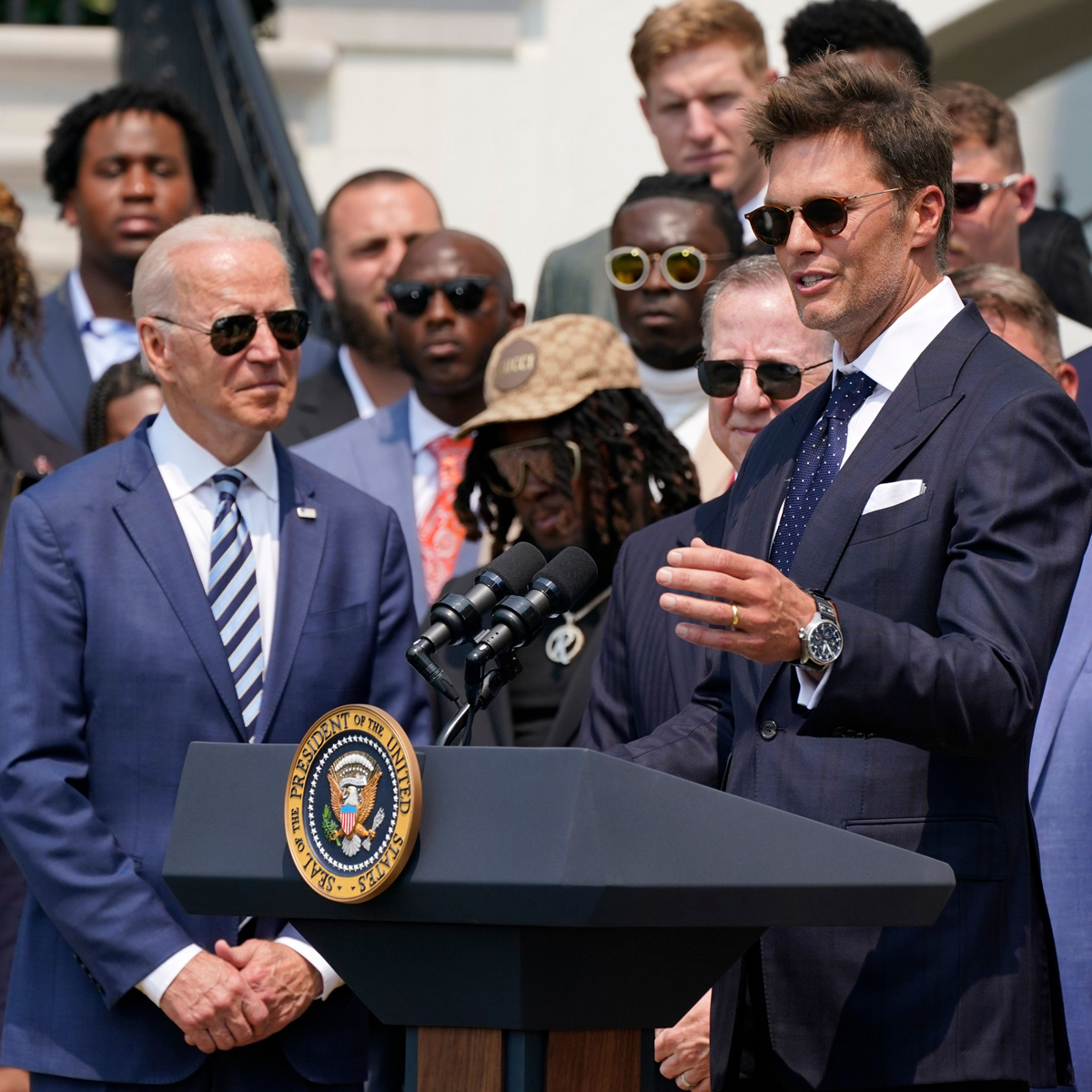 tom brady takes subtle dig at election deniers in white house speech e online