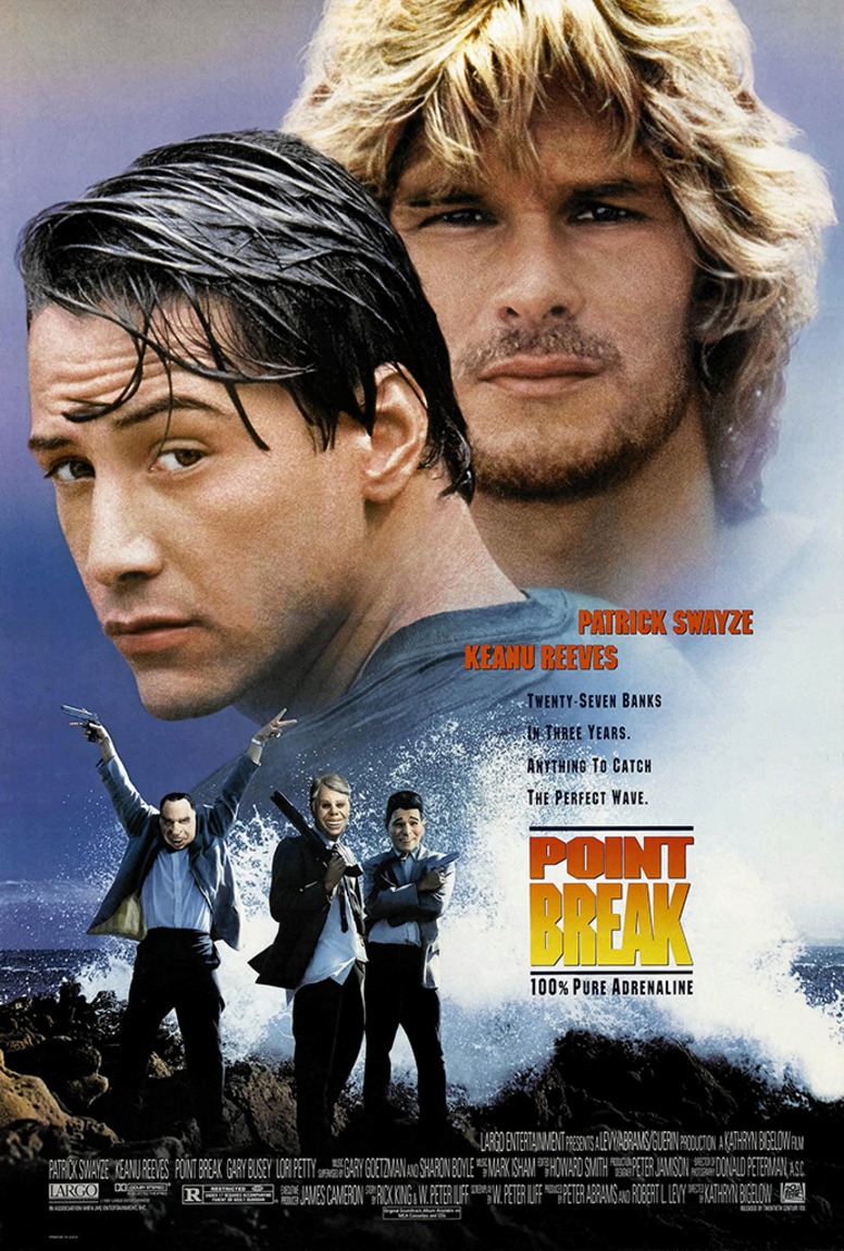 Keanu Reeves, Patrick Swayze, poster, Point Break 30th anniversary
