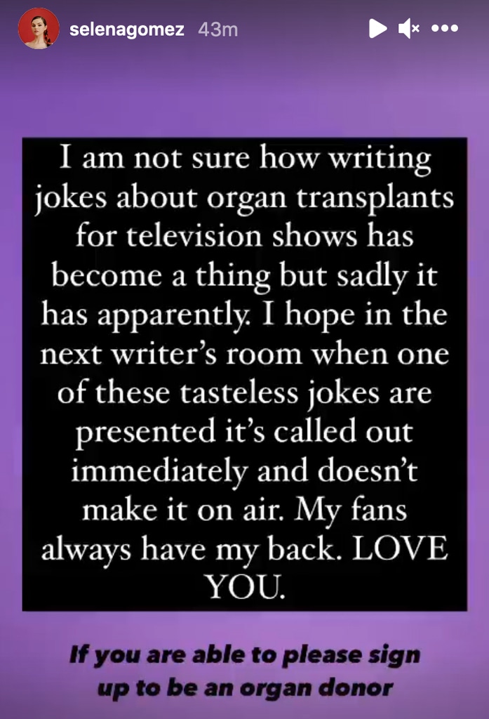Selena Gomez Addresses The Good Fight's Kidney Transplant Joke - E! Online