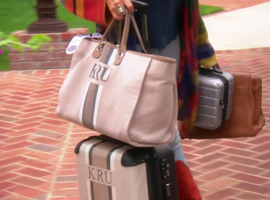 WornOnTV: Kyle's striped luggage and tote bag on The Real