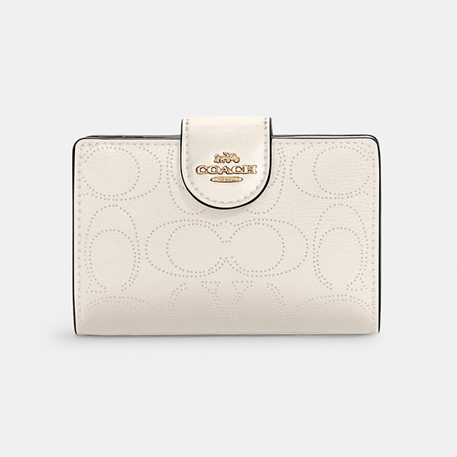 COACH Medium Corner Zip Wallet With Pop Floral Print in White