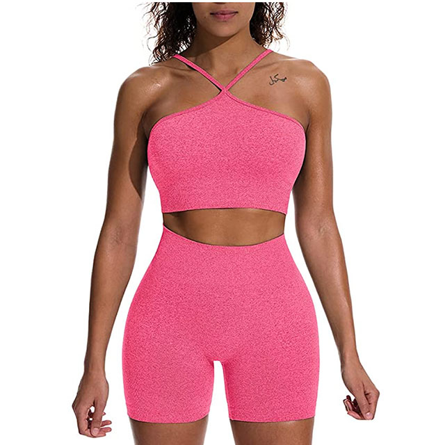 QINSEN Workout Sets for Women Seamless Sports Crop Tops High Waisted  Leggings Two Piece Outfits 