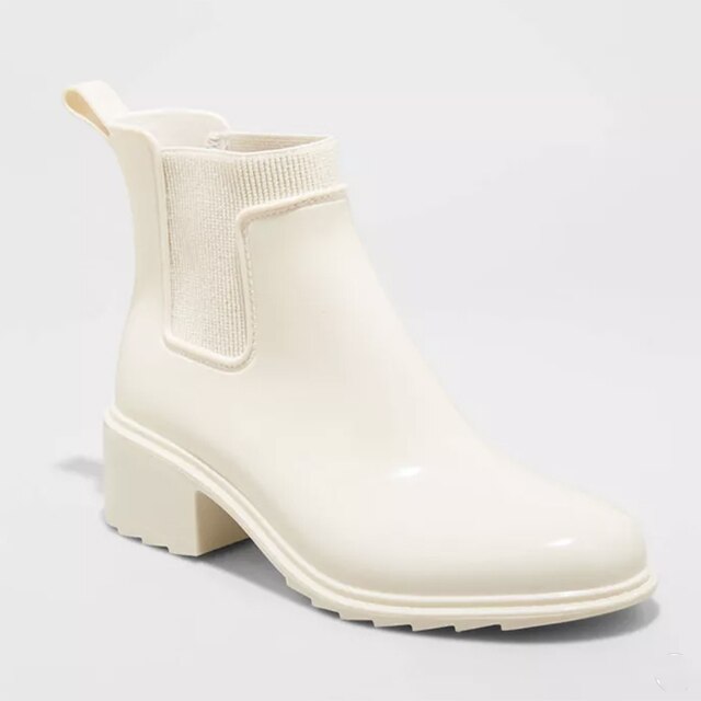 white ankle rain boots