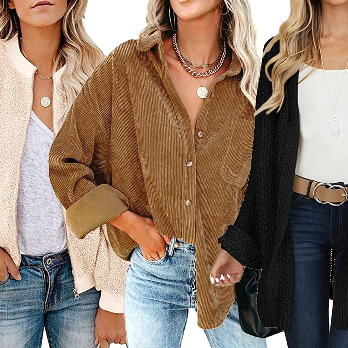 MIHOLL Womens Corduroy Button Down Shirts Casual Long Sleeve Jacket  Oversized Boyfriend Blouses Tops with Pockets at  Women's Clothing  store