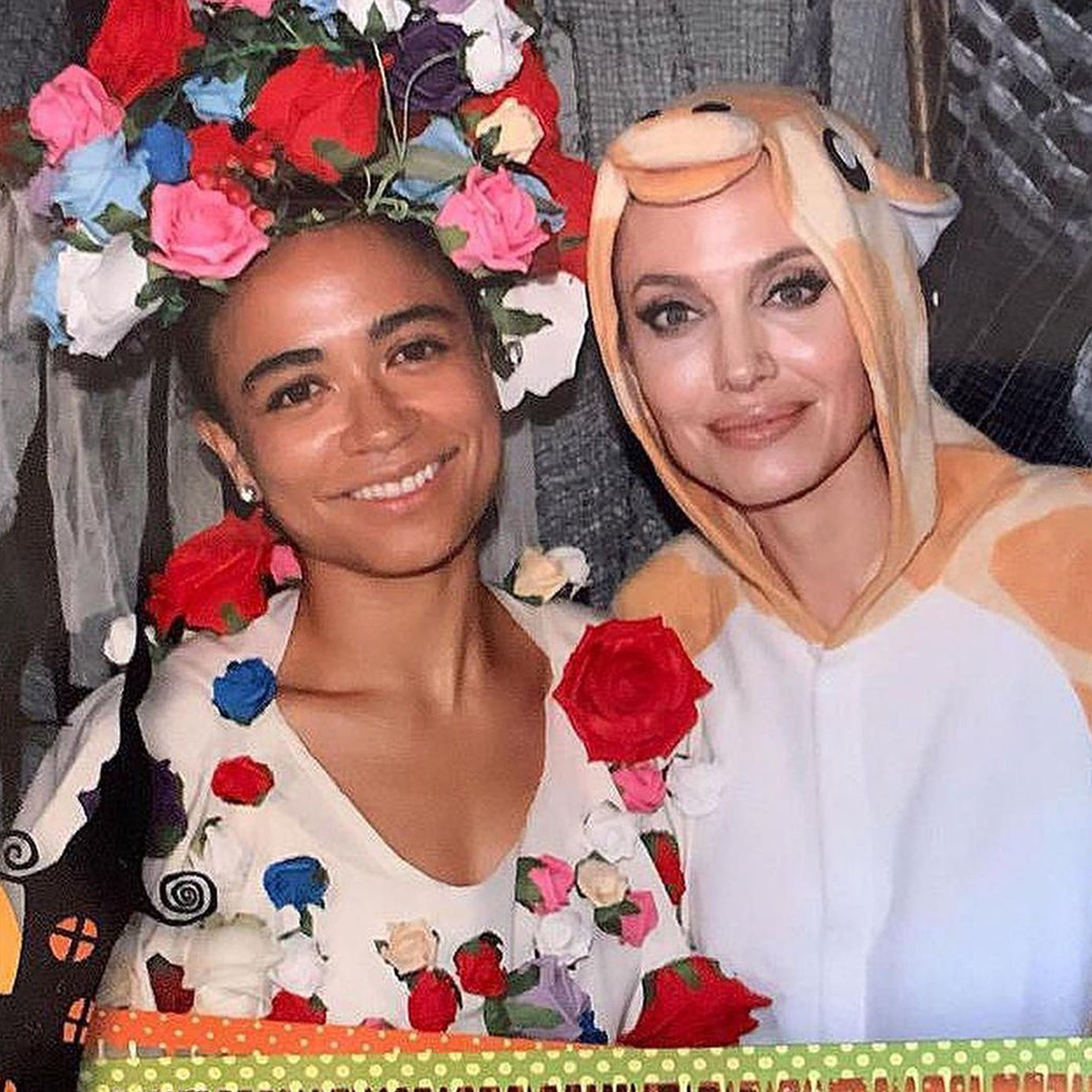 Angelina Jolie Dresses as Adorable Giraffe for Halloween Party With Eternals Cast - E! NEWS