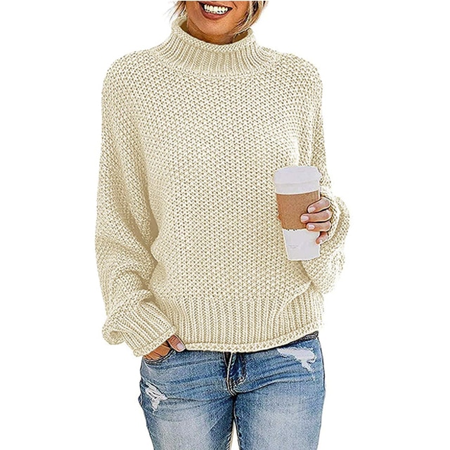 LEANI Women’s Long Sleeve Crew Neck Pullover Sweater Loose Casual Soft Knit Jumper Tops 