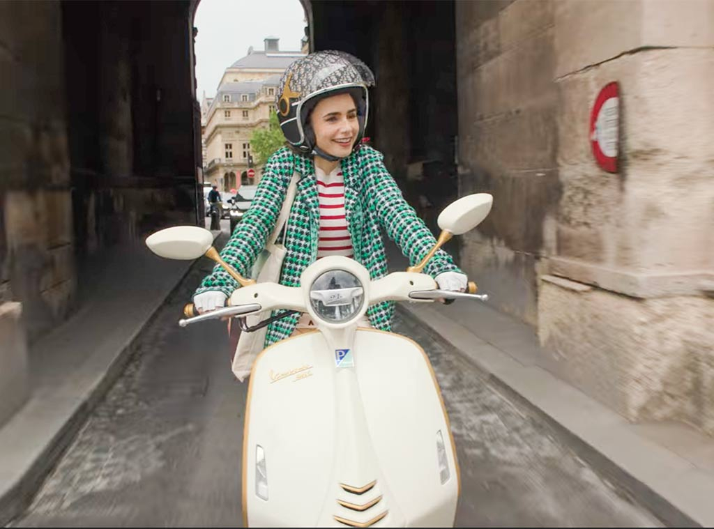In Emily in Paris (S2 E6), a stunt double is clearly driving the Vespa  after Alfie climbs on : r/MovieMistakes