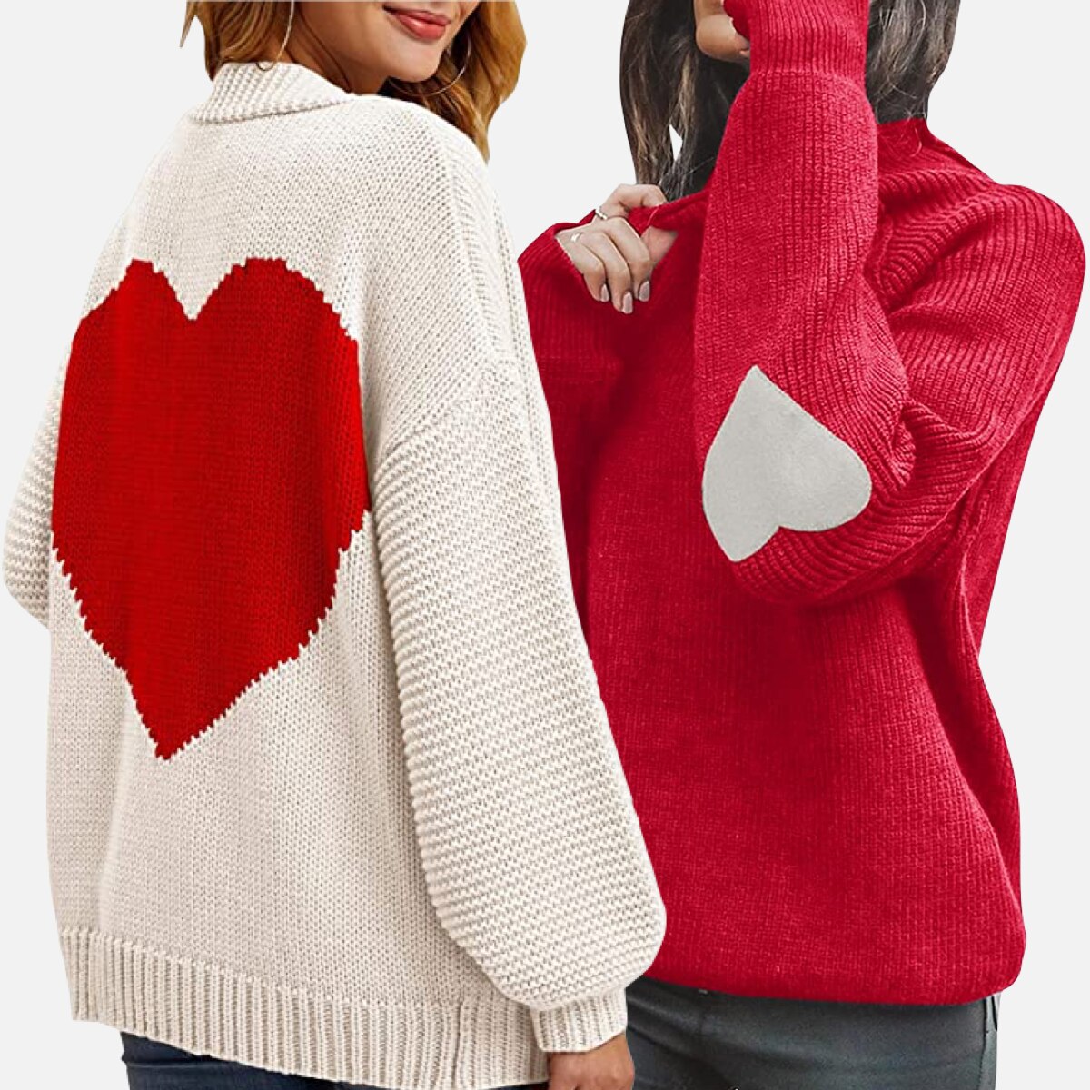 Women Sweet Heart Embroidery Long Sleeve Cardigan Casual Kniting Sweater Outwear 