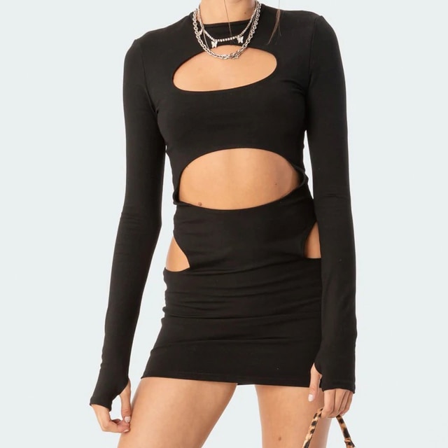Black Ribbed Dress - Twist-Front Mini Dress - Bodycon Dress - Lulus