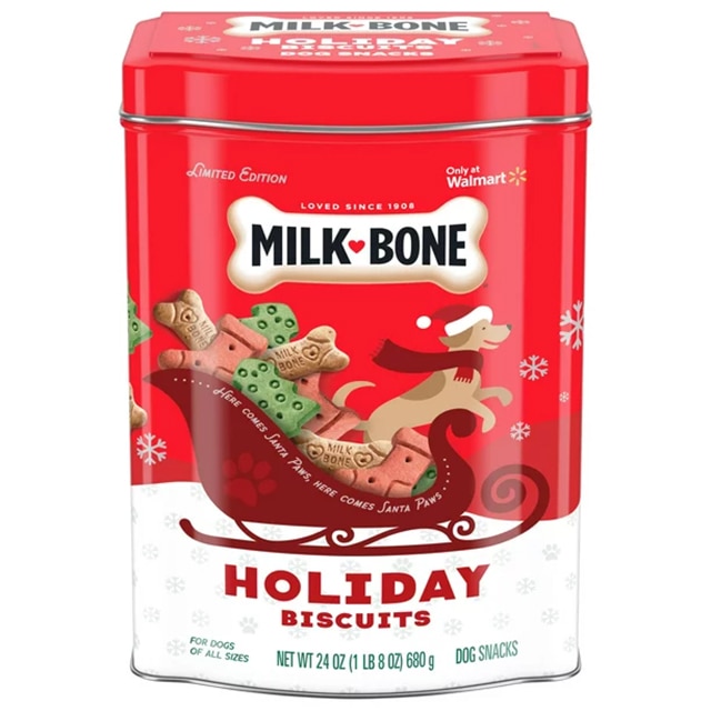 Milk bone holiday store tin