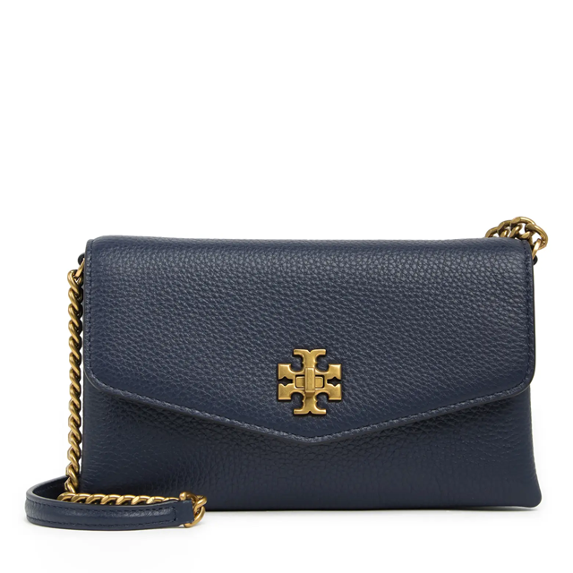 Tory Burch black pebbled leather crossbody purse with gold chain $180