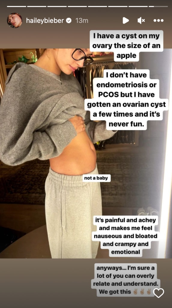 Hailey Bieber Shows Her Ovarian Cyst “the Size of an Apple” - E! Online