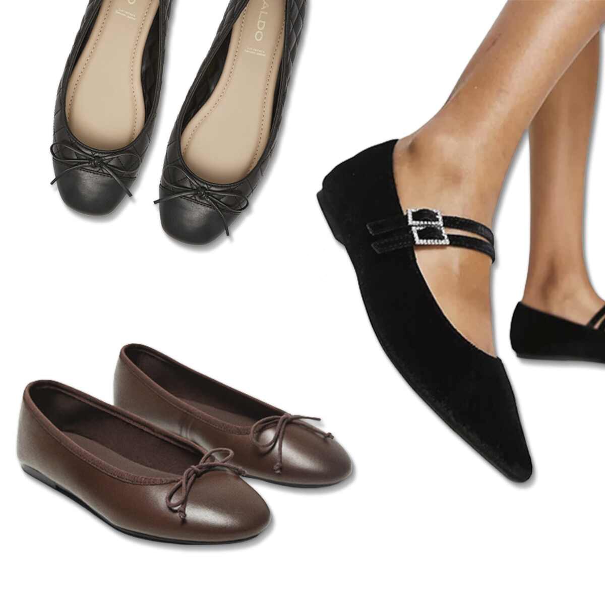 Shoes Ballerinas Classic Ballet Flats brown-black elegant 