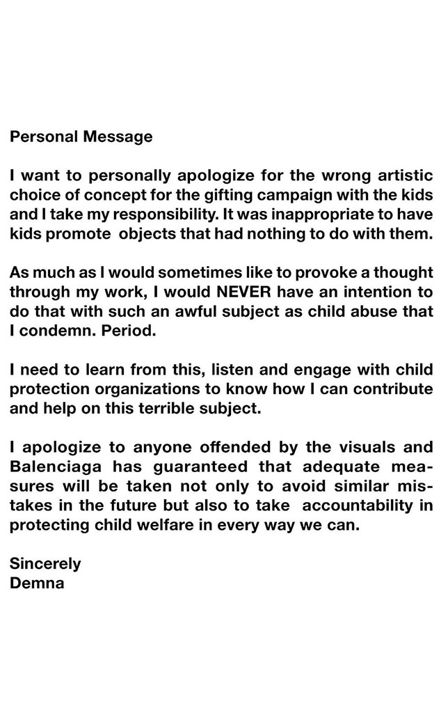 Balenciaga designer Demna apologizes for 'inappropriate' ad amid scandal