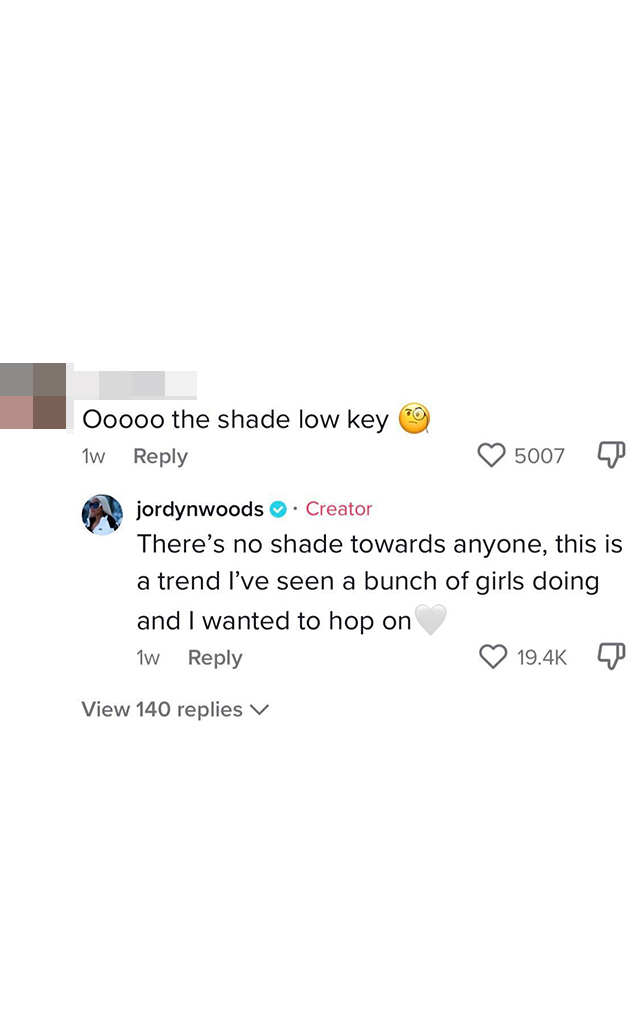 Jordyn Woods responds to claims she 'shaded' Kylie Jenner on TikTok
