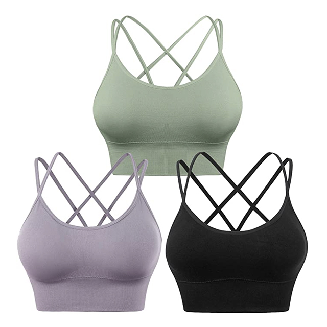  SUUKSESS Women 2 Piece Open Back Sports Bra Pack Strappy  Workout Gym Yoga Crops