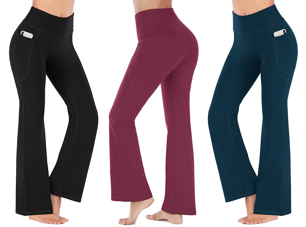  Yoga Pants with Pockets for Women Solid Color Soft