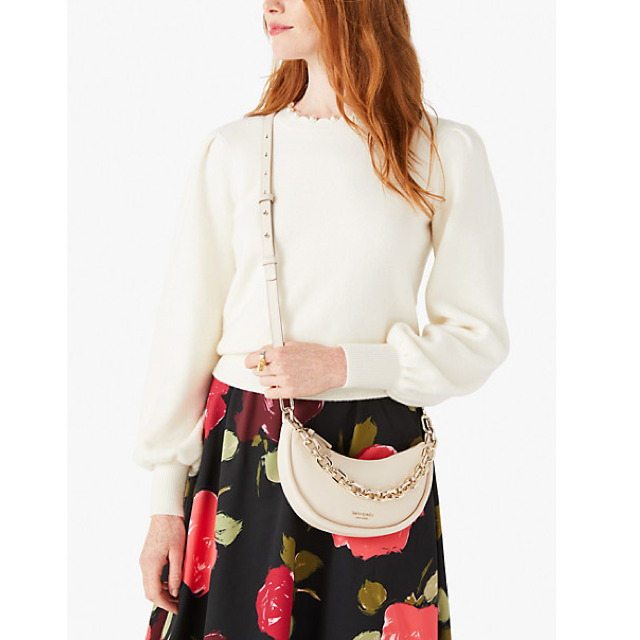 Kate Spade Small Smile Pebbled Leather Crossbody Bag in Natural