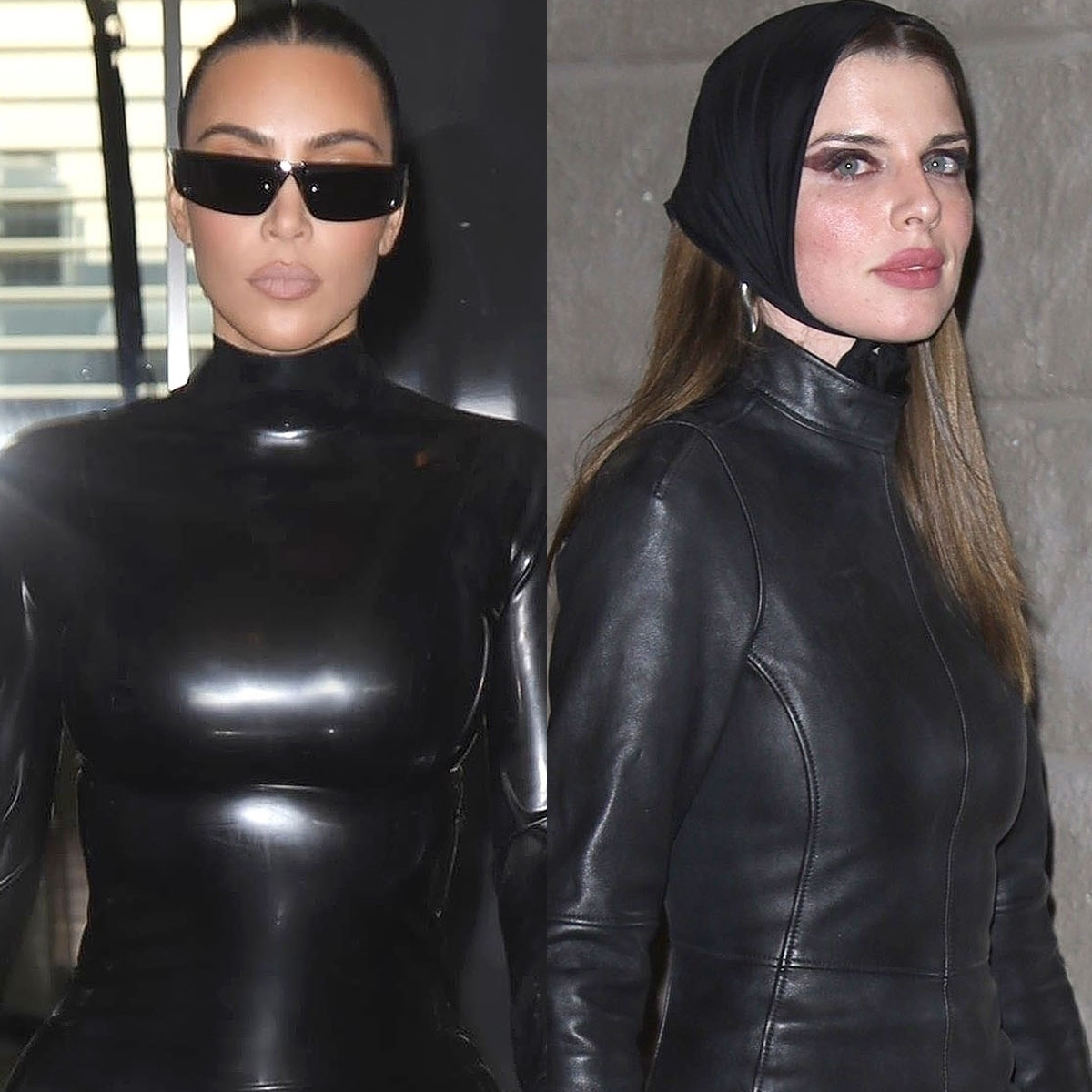 Kim Kardashian & Kourtney Kardashian Are Twinning in Latex in Paris