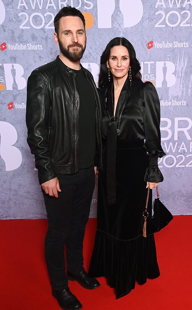 Johnny McDaid and Courteney Cox, 2022 BRIT Awards, Red Carpet Fashion