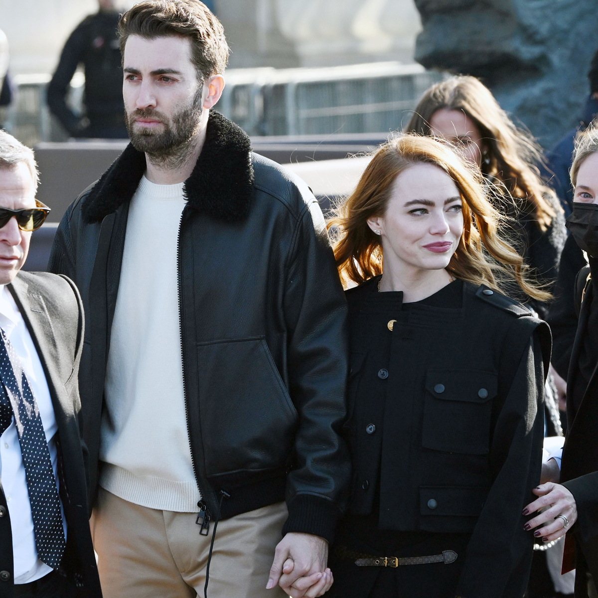 Emma Stone and Dave McCary at Lakers-Knicks NBA Game