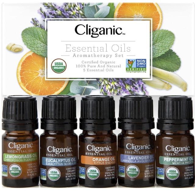 Cliganic USDA Organic Aromatherapy Essential Oils Holiday Gift Set Top