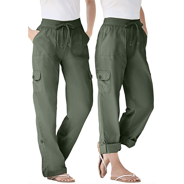 Solid Large Pocket Cargo Pants – AROLORA