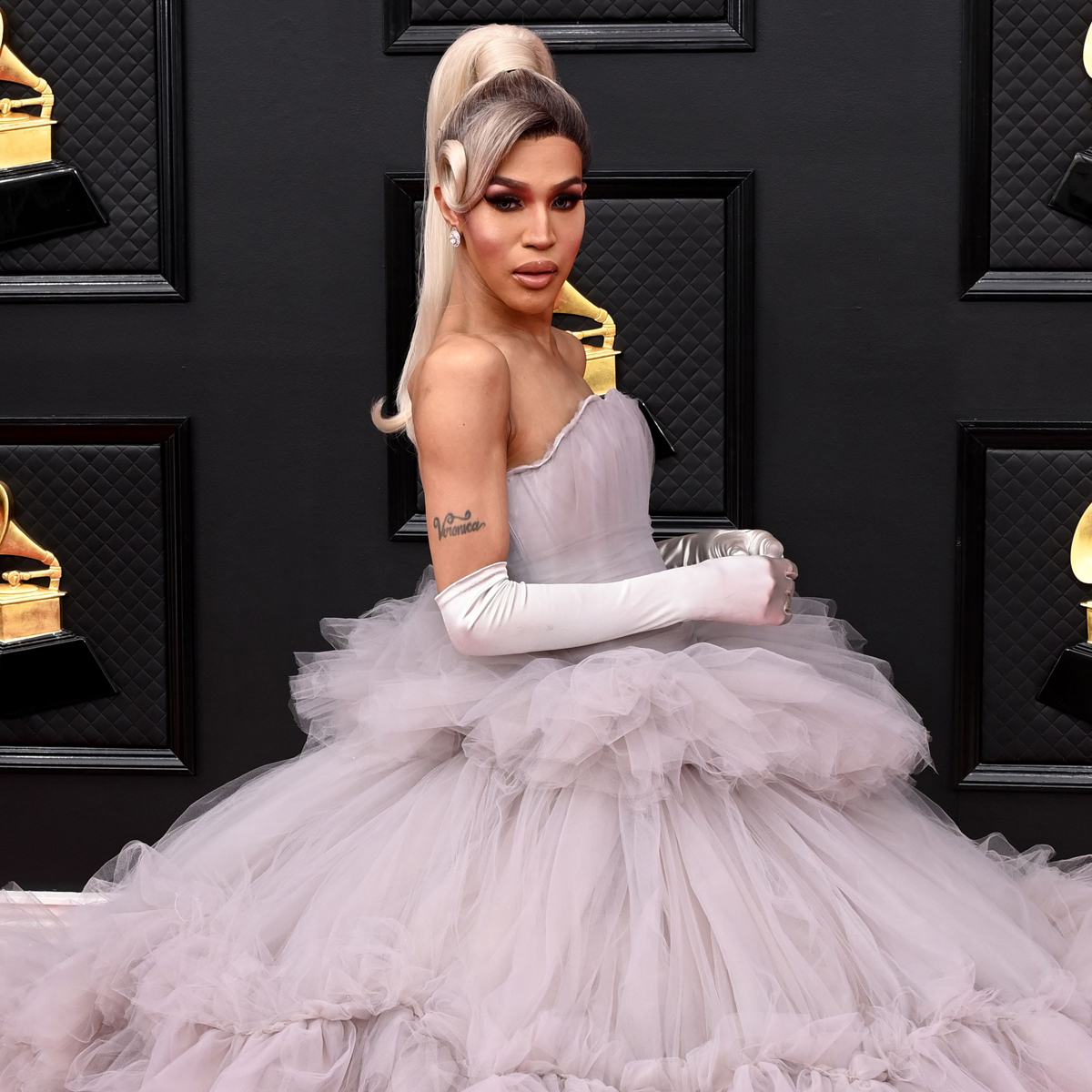 Drag Race' alum Trinity K. Bonet recreates Ariana Grande's gown at 2022  Grammys