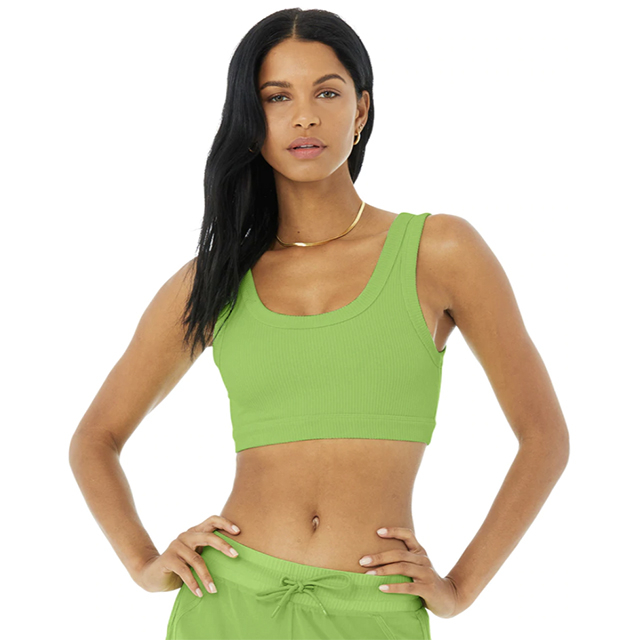 Alo Yoga > Black Knot Bra Ribbed Front Tie Active Cropped Tank