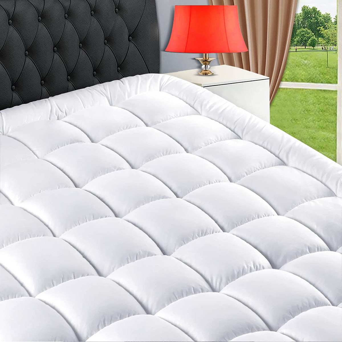 Sleep Mantra King Cooling Mattress Topper, Pillow-Top Optimum Thickness,  Soft 100% Cotton Fabric, Breathable & Plush Quilted Down-Like Fill, Snug  Deep Pocket fit for Mattresses 8-20 inch, White