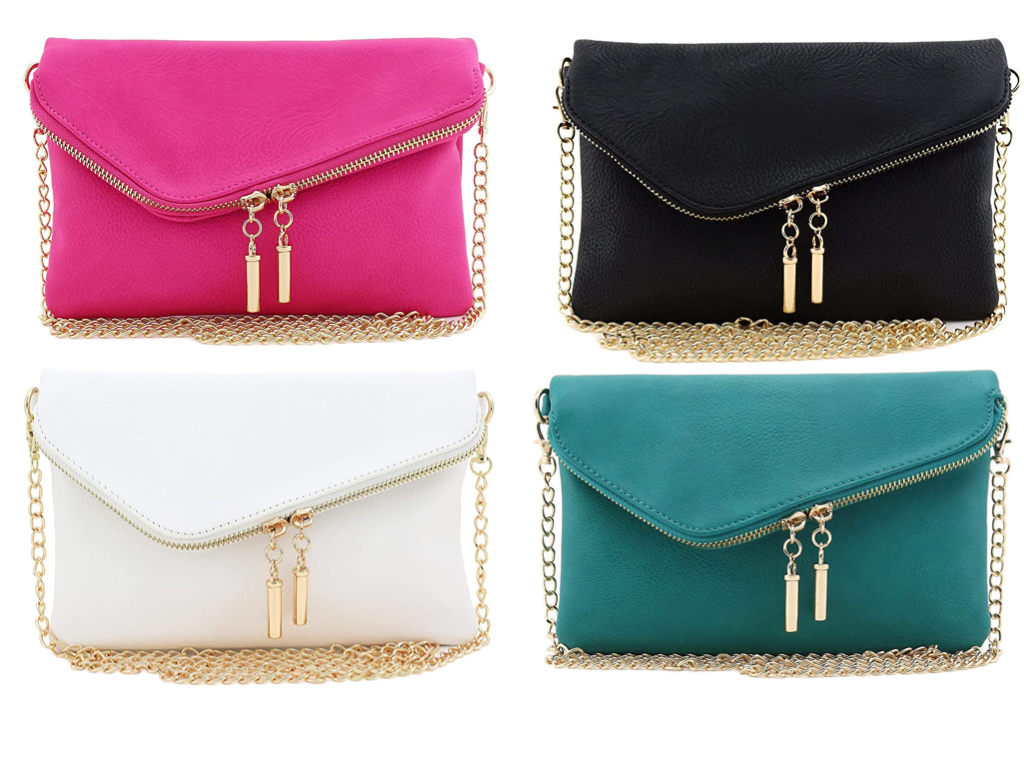  FashionPuzzle Envelope Wristlet Clutch Crossbody Bag with Chain  Strap (Black) One Size : Clothing, Shoes & Jewelry