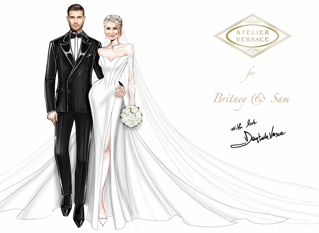 Britney Spears, Sam Asghari, wedding dress, Versace sketch