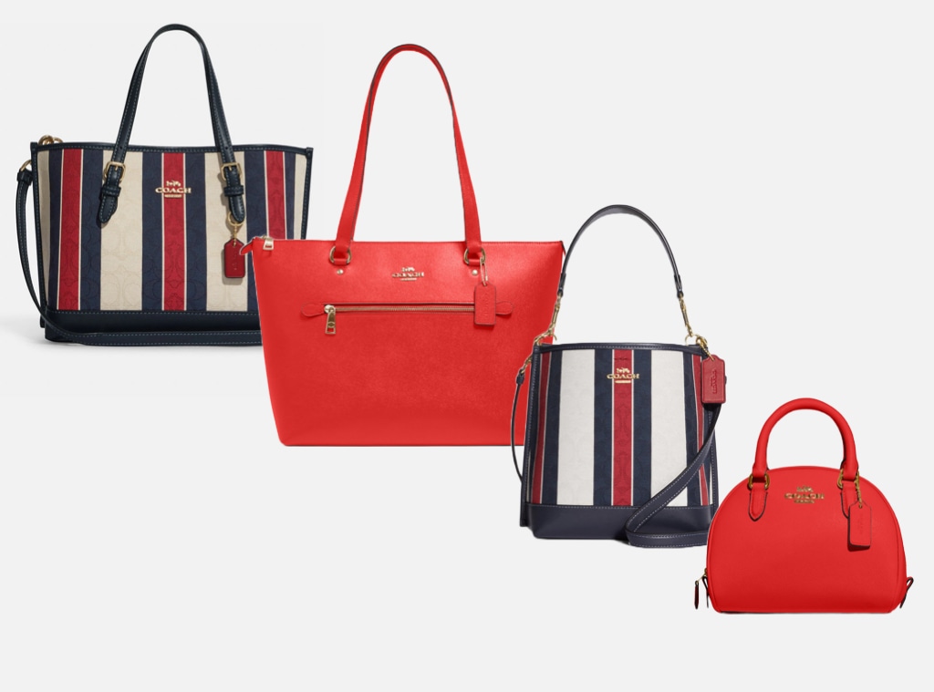 Red and white coach bag Clearance