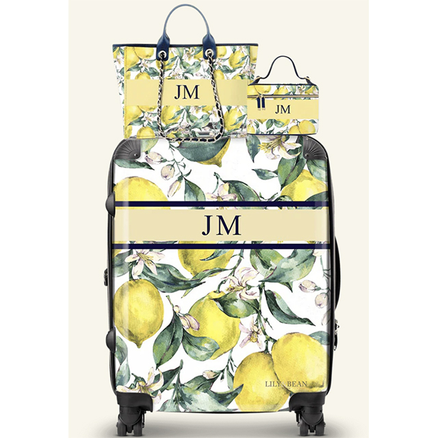 Kyle Richards' Blue Printed Monogrammed Luggage