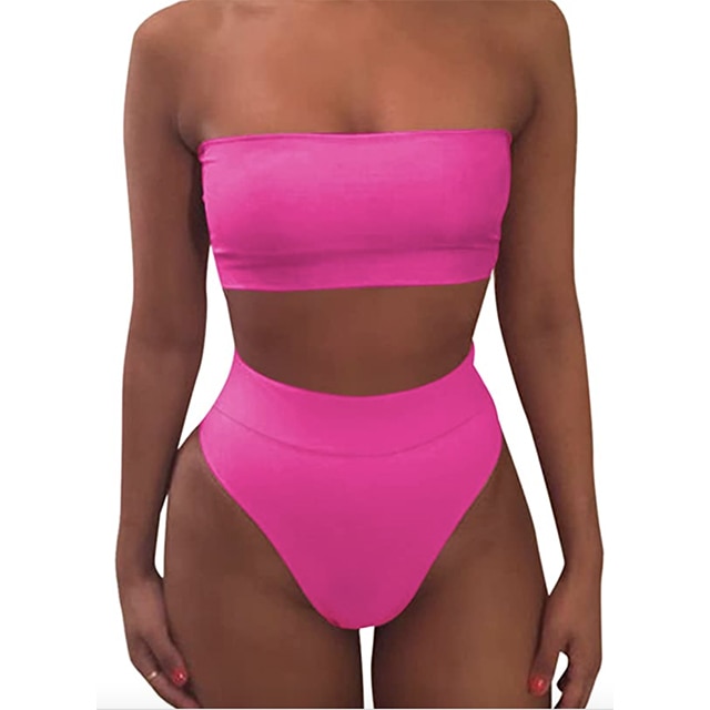 Pink Queen Womens High Waisted Bikini Set Twist Front Cheeky Two Piece Swimsuit 