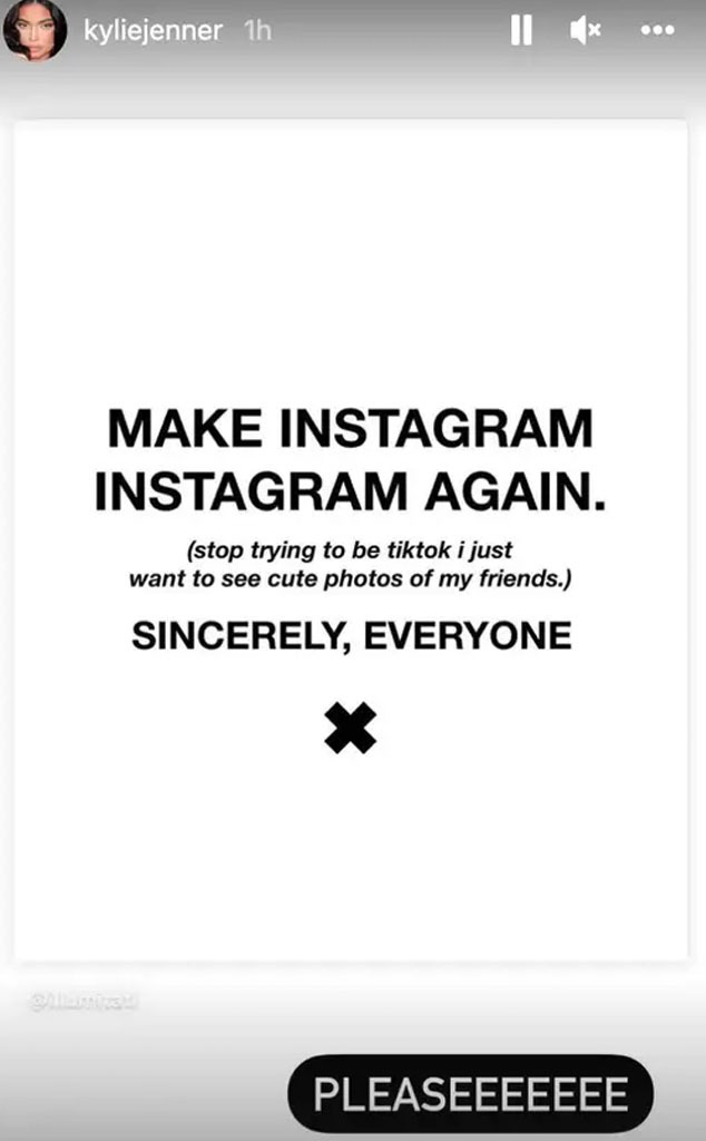 Post de Kylie Jenner em seu Instagram: "Make Instagram Instagram Again".