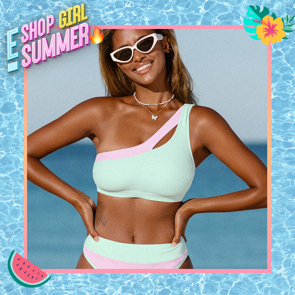 Shade and Shore + Puff Sleeve Twist-Front Bralette Bikini Top
