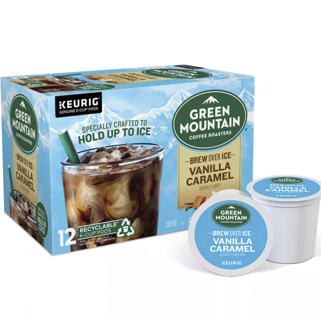 Green Mountain Coffee Roasters Brew Over Ice Vanilla Caramel, Single Serve Keurig  K-Cup Pods, Flavored Iced Coffee, 12 Count
